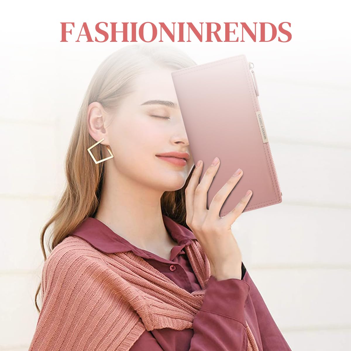 PALAY Wallet For Women Sleek Pink Women Purse Card Holder Card Bag Bifold Long Purse with Zipper Pouch Gift for Women Mother's Day Gift PALAY Wallet For Women Sleek Pink Women Purse Card Holder Card Bag Bifold Long Purse with Zipper Pouch Gift for Women Mother's Day Gift